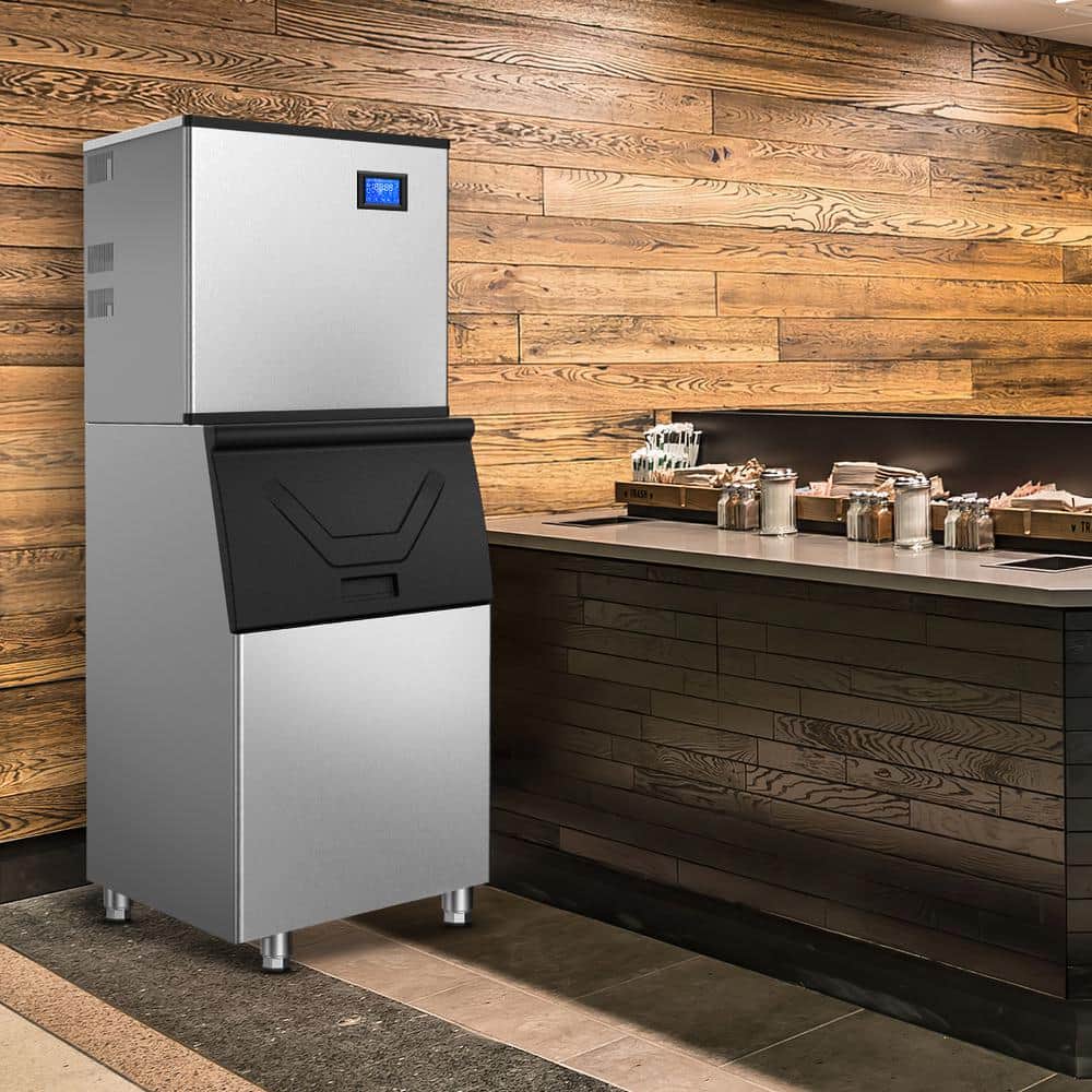 Commercial Silver Stainless Steel Freestanding Ice Maker with 450 lb Daily Production