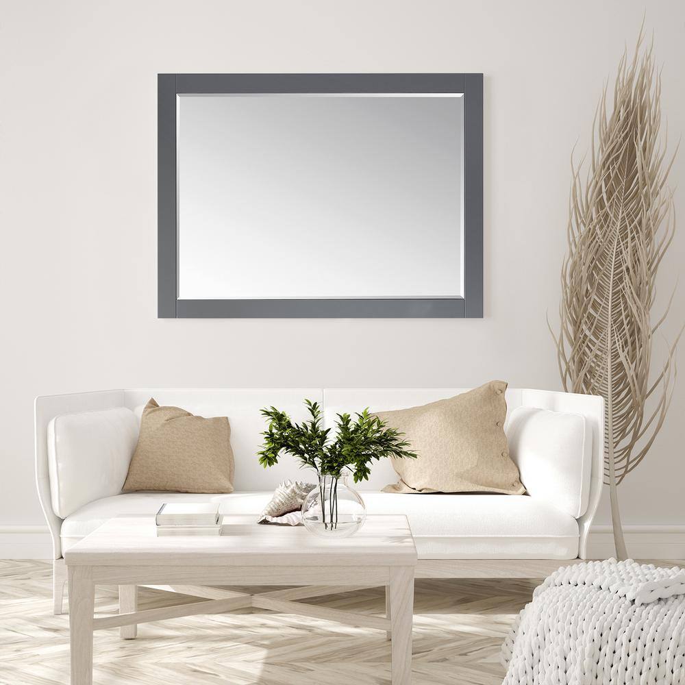 Elegant Ivy 48" Gray Wood Framed Rectangular Bathroom Mirror