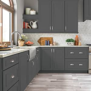 1 gal. #N520-6 Asphalt Gray Semi-Gloss Enamel Interior/Exterior Cabinet, Door & Trim Paint