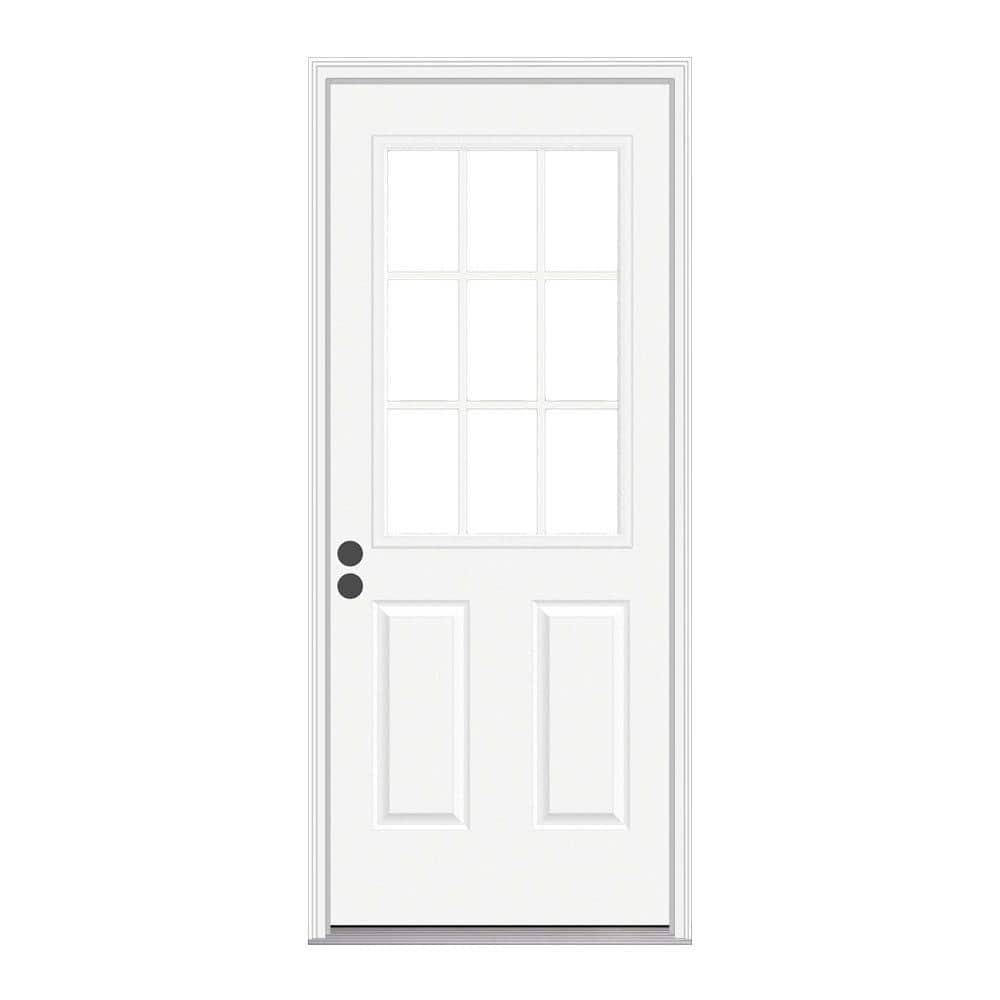 JELD-WEN 32 in. x 80 in. 9 Lite Primed Fiberglass Prehung JELD-WEN 32 in. x 80 in. 9 Lite Primed Fiberglass Prehung