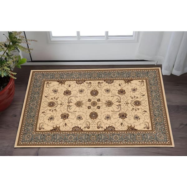 2 ft. x 4 ft. Beige And Cream Oriental Area Rug
