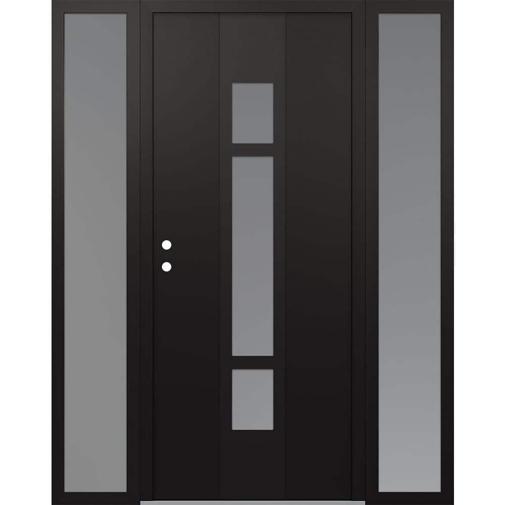 A9 68 in. x 80 in. Black P Right-Hand/Inswing Frosted Glass Black/White 2 Sidelite Steel Prehung Front Door price history on PriceWatchPro