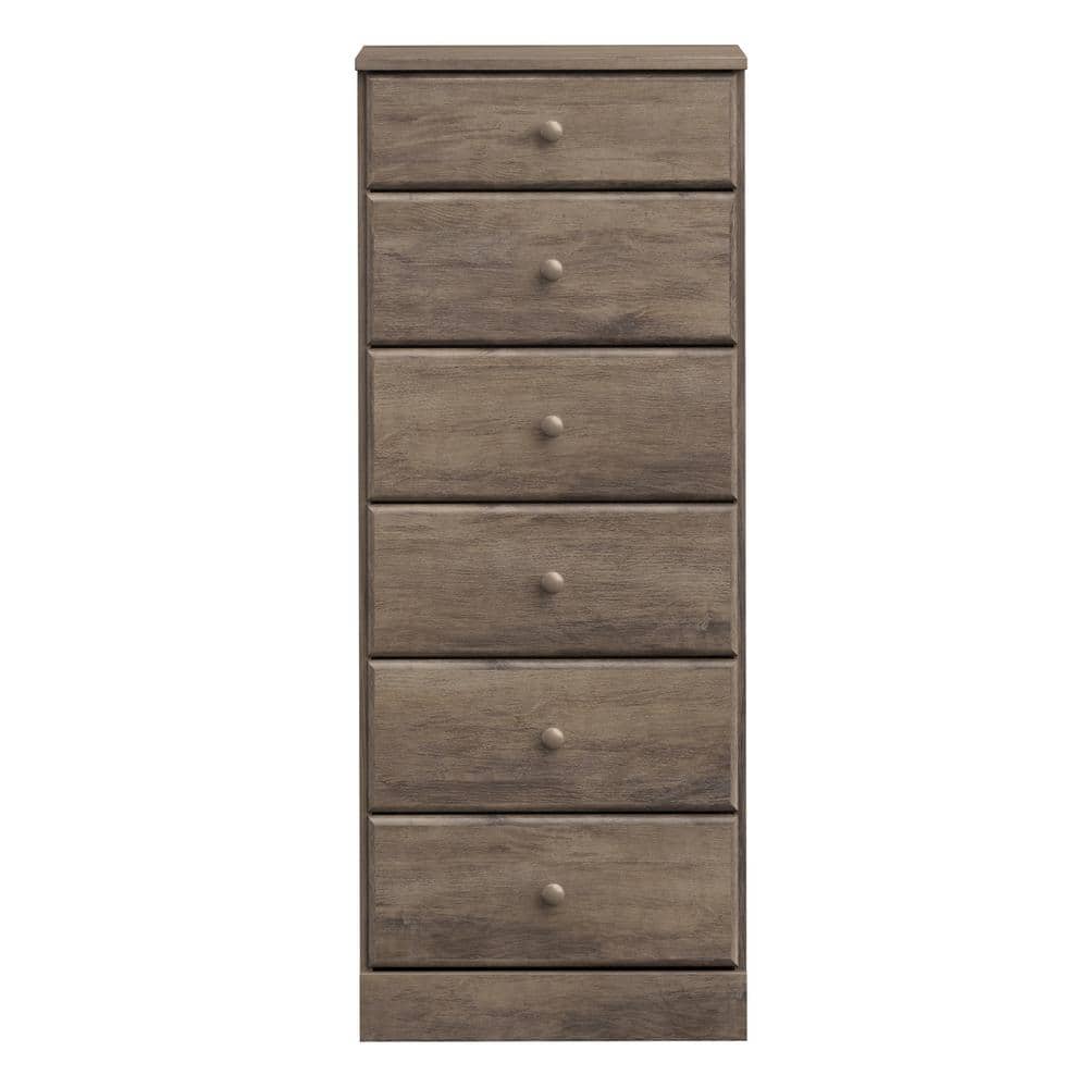 Astrid Drifted Gray Tall 6-Drawer Dresser with Acrylic Knobs
