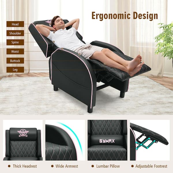 Recliner Chair Ergonomic Adjustable Single PU Leather Sofa with Thicker Seat  Cushion