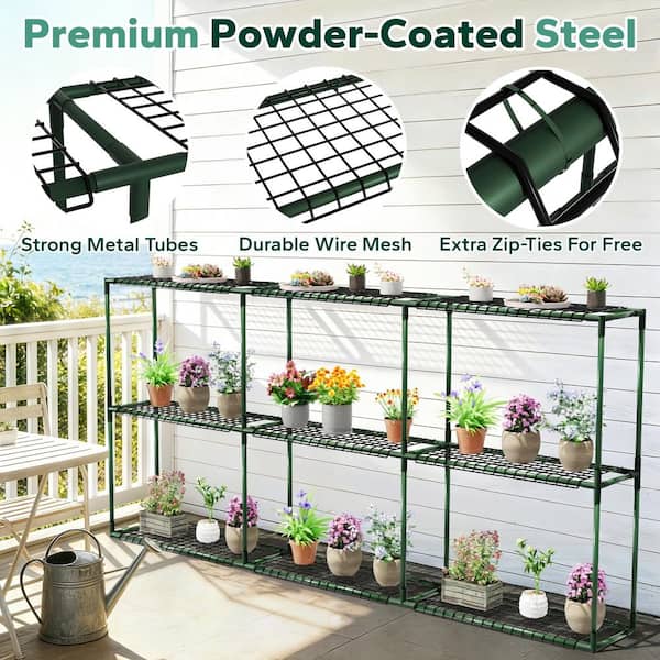 JOYSIDE Extra-Long 97 in. x 11.8 in. Metal Greenhouse Plant Stand