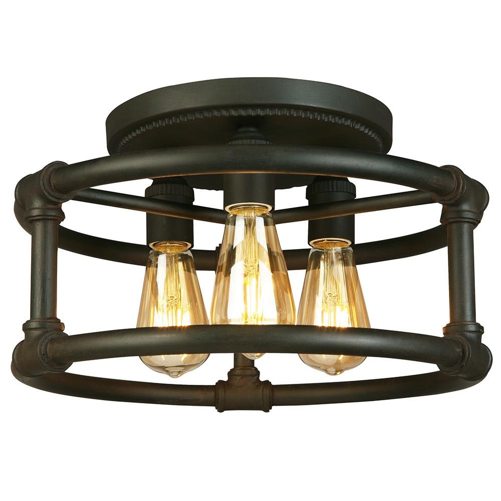 Wymer 15 in. W x 8.62 in. H 3-Light Matte Bronze Semi-Flush Mount