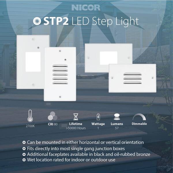 Nicor STP2 Louvered White LED Step Light with Photocell STP2L120WHPC