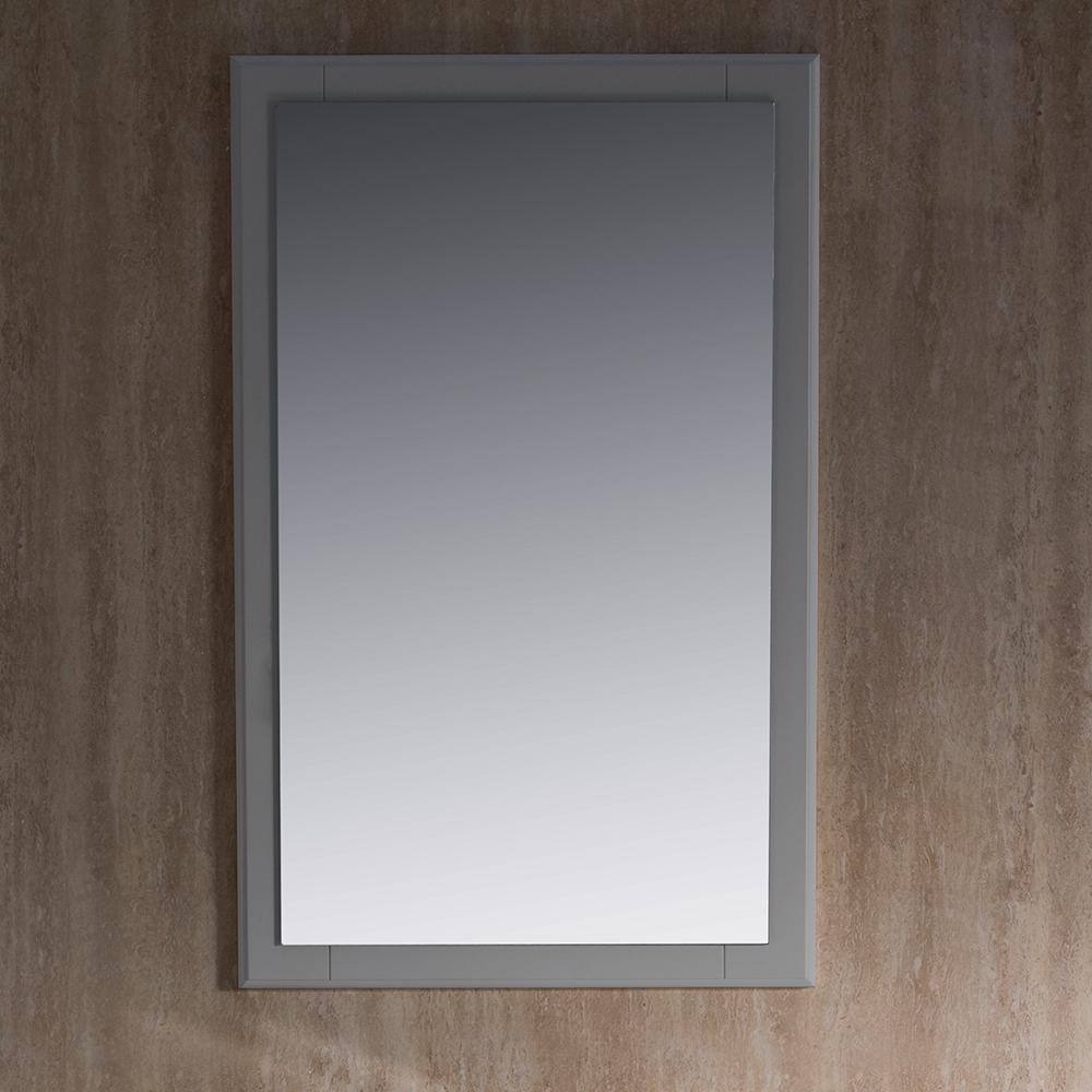 Elegant Oxford 20" Gray Rectangular Wood Bathroom Vanity Mirror