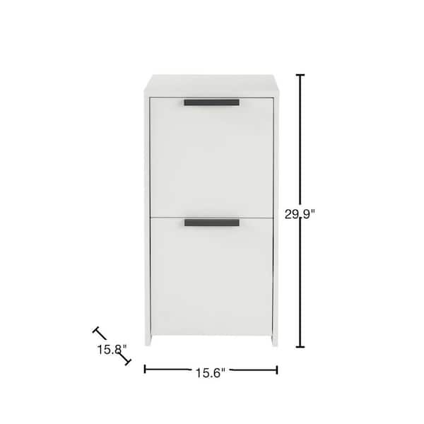 Braxten White Vertical File Cabinet with 2 Drawers (15.6 in. W x 30 in. H)