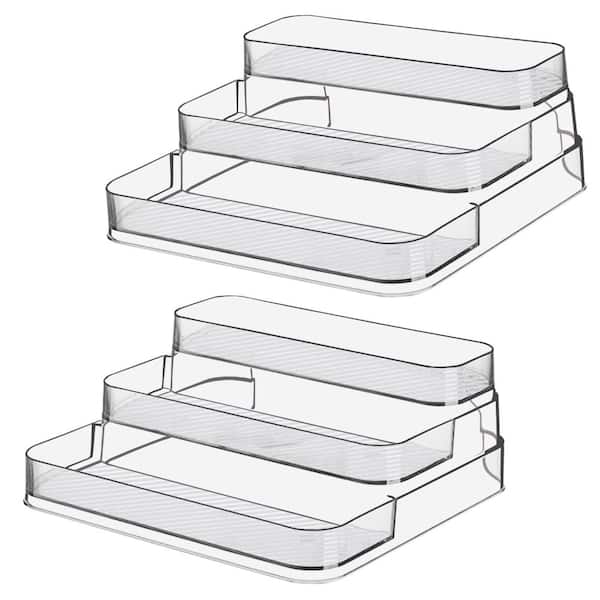 Clear 3-Tier Acrylic Condiment and Spice Bottle Organizer Rack 10 x 5.6 x 9.6 in for Kitchen and Bathroom
