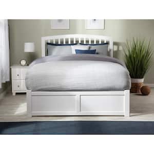 Richmond White Full Solid Wood Storage Platform Bed with Flat Panel Foot Board and 2 Bed Drawers