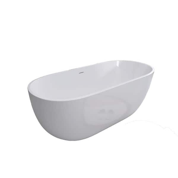 Aoibox Classic 65.00 in. x 29.50 in. Soaking Bathtub with Center Drain in White
