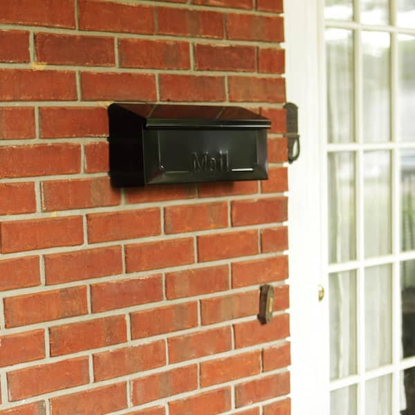 Townhouse Black, Small, Galvanized Steel, Horizontal, Wall Mount Mailbox