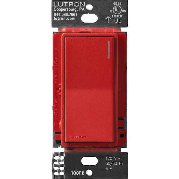 Lutron Sunnata Switch, for 6A Lighting or 3A 1/10 HP Motor, Single Pole/Multi Location, Signal Red (ST-6ANS-SR)