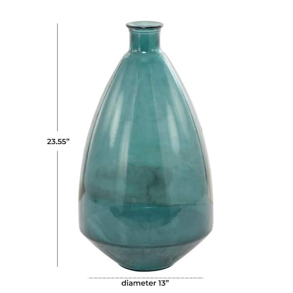 Blue Modern Glass Bottle Big Vase, Size: Large, Shape: Round Shaped