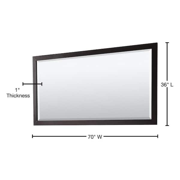 Daria 70 in. W x 36 in. H Rectangular Framed Wall Bathroom Vanity Mirror in Dark Espresso