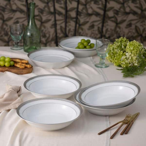 Crestwood Platinum 10 in. 25 oz. (Platinum) Porcelain Rim Dinner Bowls (Set of 4)