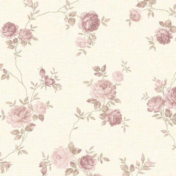 Rose Trail Vinyl Roll Wallpaper (Covers 56 sq. ft.)
