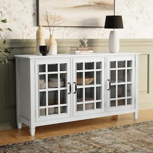 Connaught Solid Wood 60 in. Wide Traditional Wide Storage Cabinet Buffet in White