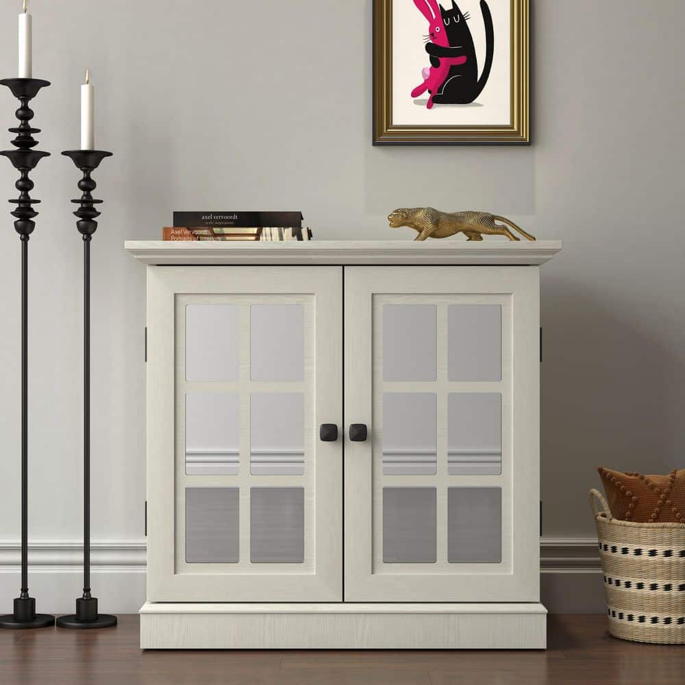 Kristen White MDF 30.75 in. W Buffet Storage Sideboard with Doors, Adjustable Shelves, Handles