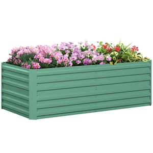 71 in. L x 36 in. W x 23 in. H Green Galvanized Raised Garden Bed, Planter Box with Reinforcing Bars and Open Bottom