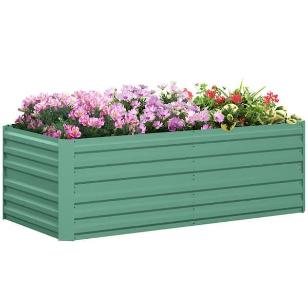 Otryad 71 in. L x 36 in. W x 23 in. H Green Galvanized Raised Garden Bed, Planter Box with Reinforcing Bars and Open Bottom