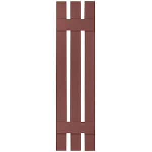 12 in. x 49 in. Lifetime Vinyl TailorMade Three Board Spaced Board and Batten Shutters Pair Burgundy Red