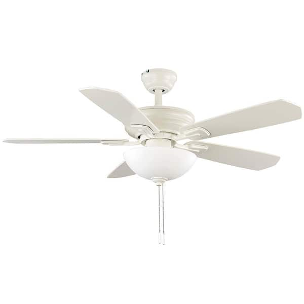 Hampton Bay Wellston II 44 in. shops LED Matte White Dry Rated Downrod Ceiling Fan