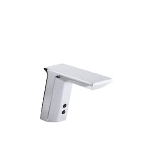 Mid Arc Geometric Battery-Powered Commercial Single Hole Touchless Bathroom Faucet in Polished Chrome