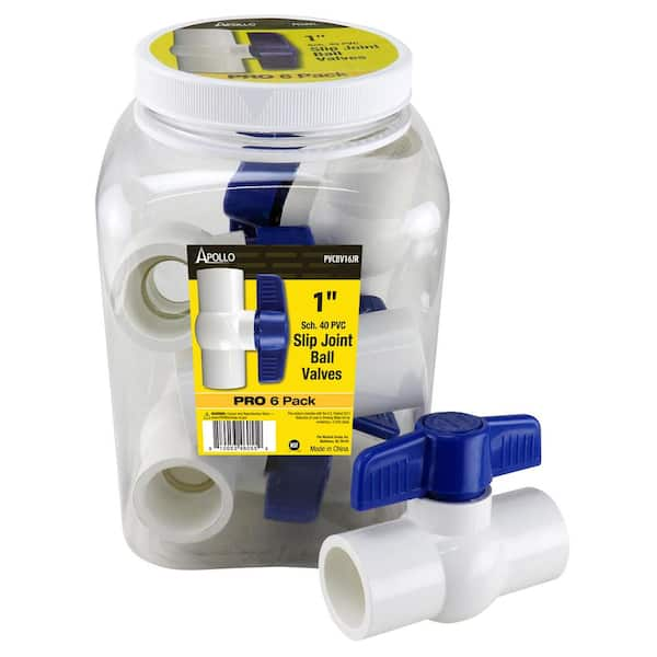 Photo 1 of 1 in. x 1 in. x 4 in. PVC Schedule 40 Slip x Slip Ball Valve Pro Pack (6-Pack)