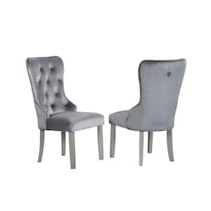 Geneva Silver Champagne Velvet Upholstered Arm Accent Chair (Set of 2)