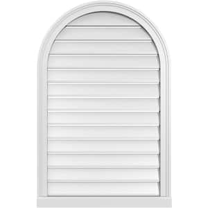 26 in. x 40 in. Round Top Surface Mount PVC Gable Vent: Functional with Brickmould Sill Frame