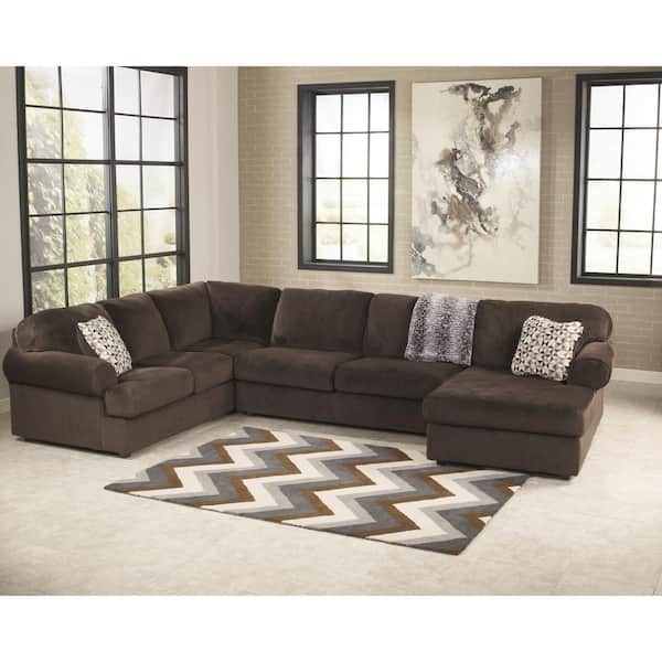 Flash Furniture Signature Design by Ashley Jessa Chocolate Fabric Place Sectional