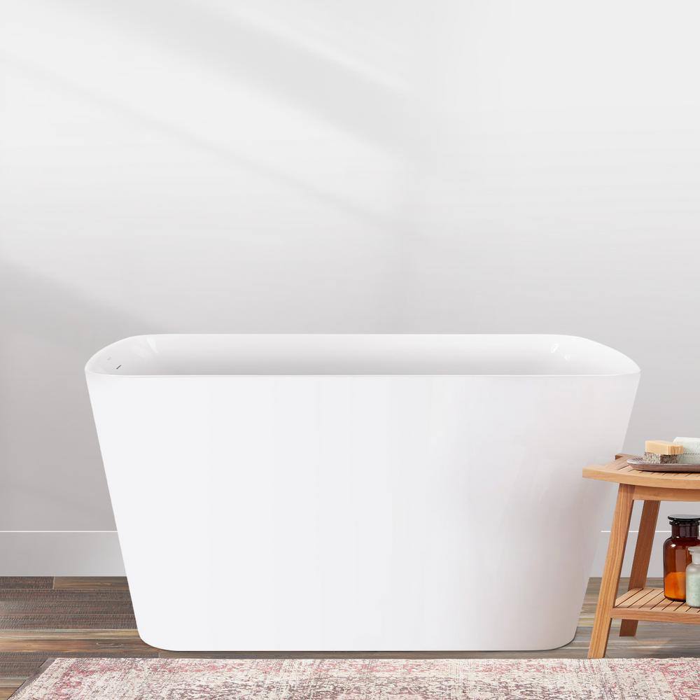 Mokleba 61 in. Single Slipper Acrylic Freestanding Flatbottom Bathtub with  Polished Chrome Drain Soaking Tub in White BTMK1506B61 - The Home Depot