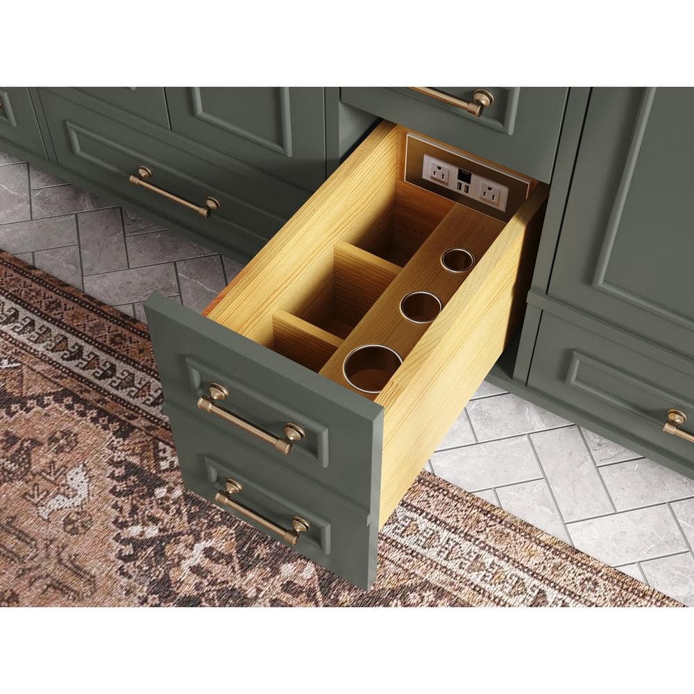 Aberdeen 84" Pewter Green Double Sink Vanity with Calacatta Nuvo Countertop