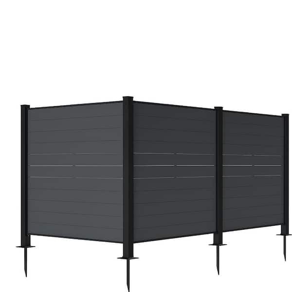 3-Panel Outdoor Black Air Conditioner Fence Screen, Metal Privacy Fence