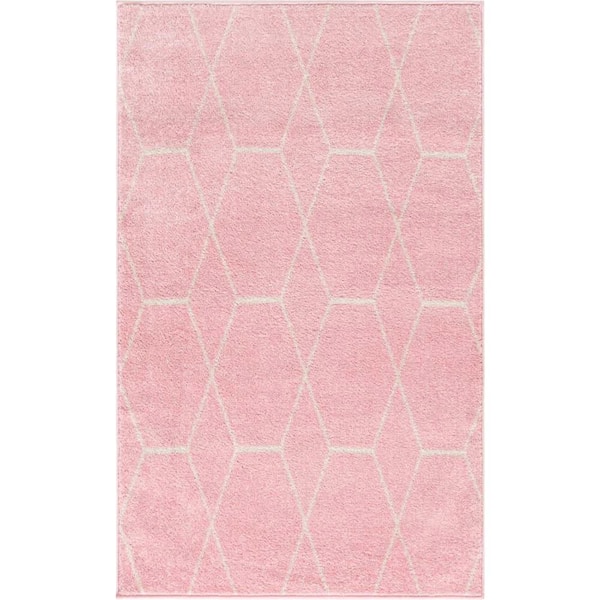 Trellis Frieze Light Doormat 3 ft. x 5 ft. Geometric Area Rug