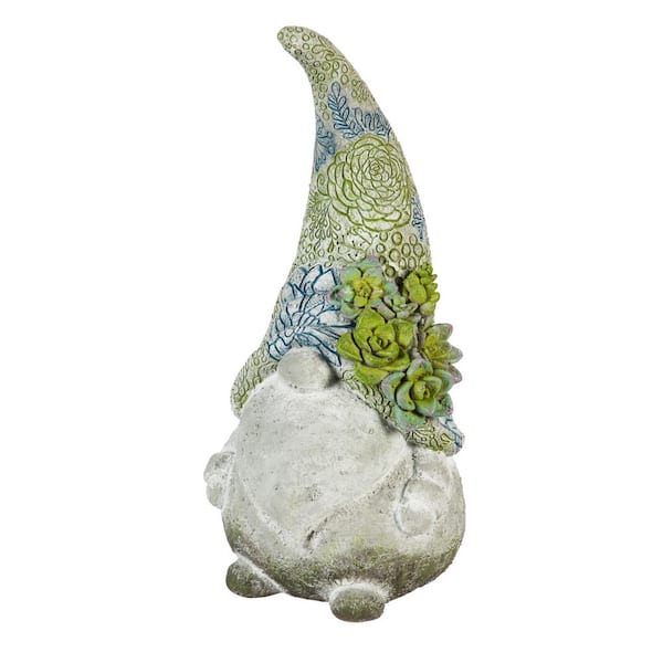 Evergreen 14 in. H Succulent Gnome Garden Statuary