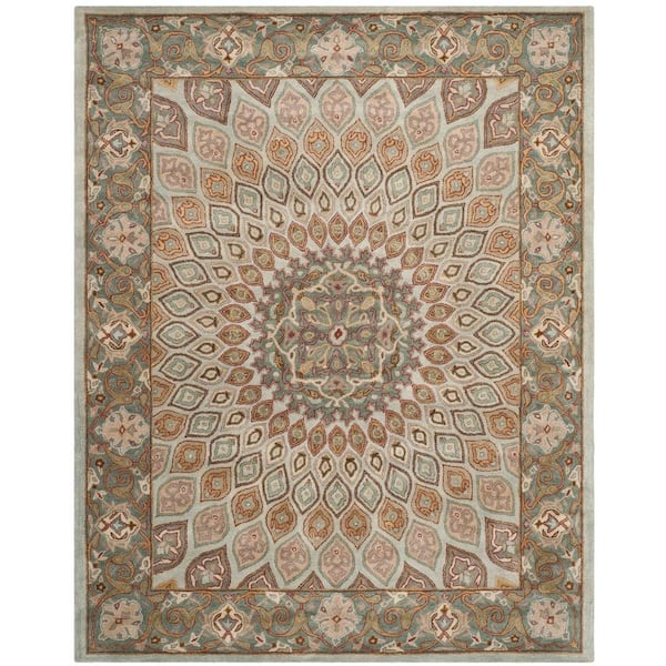 SAFAVIEH Heritage Blue/Grey 9 ft. x 12 ft. Border Area Rug