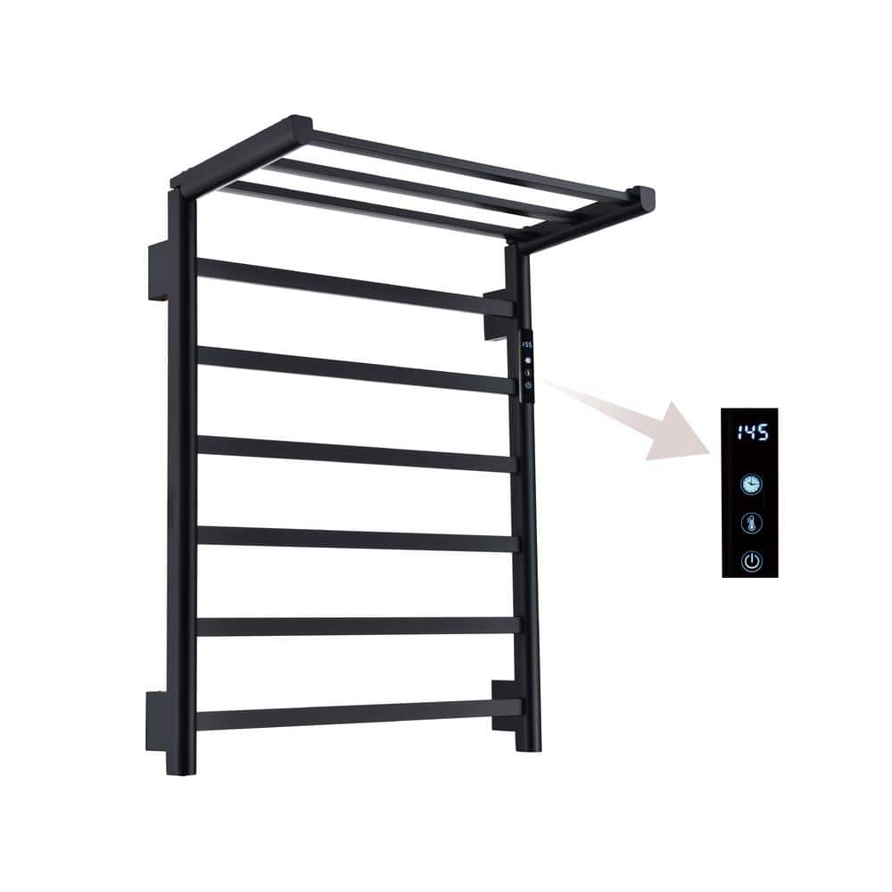 6-Bar Plug-In/Hardwired Wall Mounted Waterproof Electric Towel Warmer Rack 