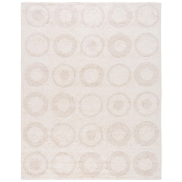 Easy Care 8 ft. x 10 ft. Ivory Solid Circles Area Rug