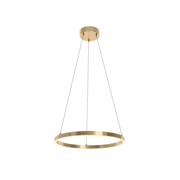 Glo 30-Watt 2-Light Satin Brass Shaded Pendant Light
