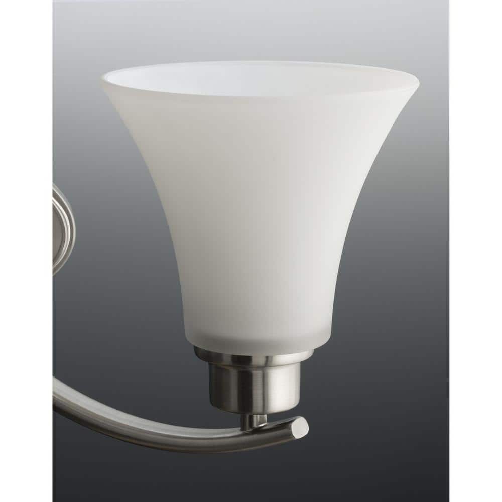 Brushed Nickel 4-Light Bath Fixture with White Etched Glass Shades