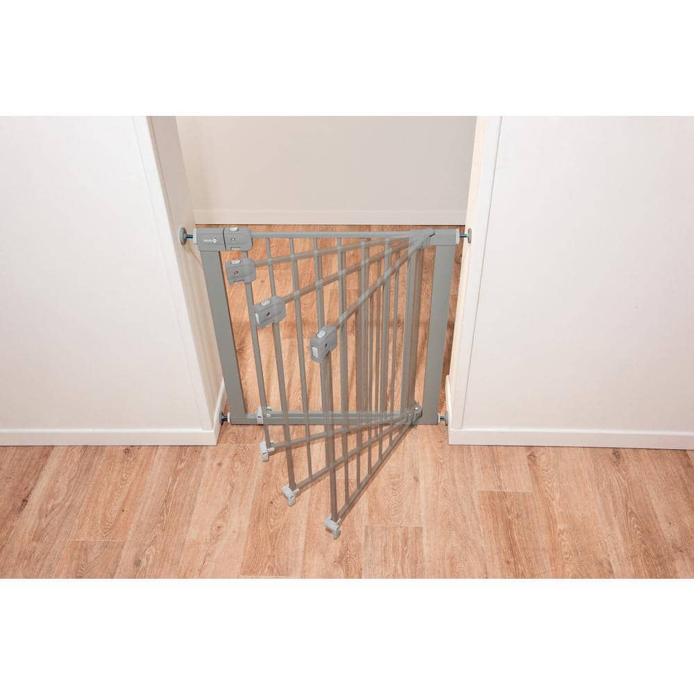 Gray Metal Pressure Mounted Auto-Close Safety Gate