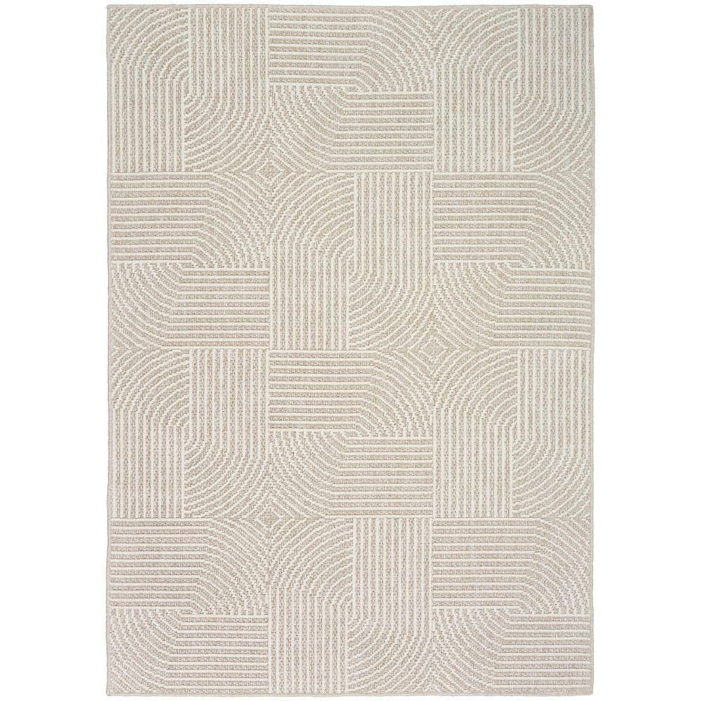 Nourison Textured Home Beige Ivory 4 ft. x 6 ft. Geometric Contemporary ...