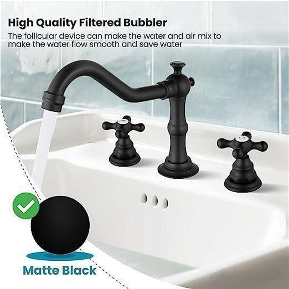 Matte Black Brass 5-Piece Bathroom Faucet Set with Pop-Up Drain