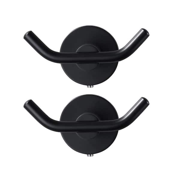 IVIGA Stainless Steel Bathroom Hook Wall Mount J-Hook Robe/Towel Hook with Concealed Mounting Hardware in Black (2-Pack)