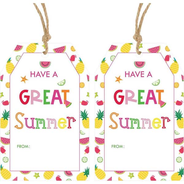 Unbranded Summer Gift Tags with String 50Pcs Happy Hello Summer End of School Year Teacher Appreciation Personalized Paper Label