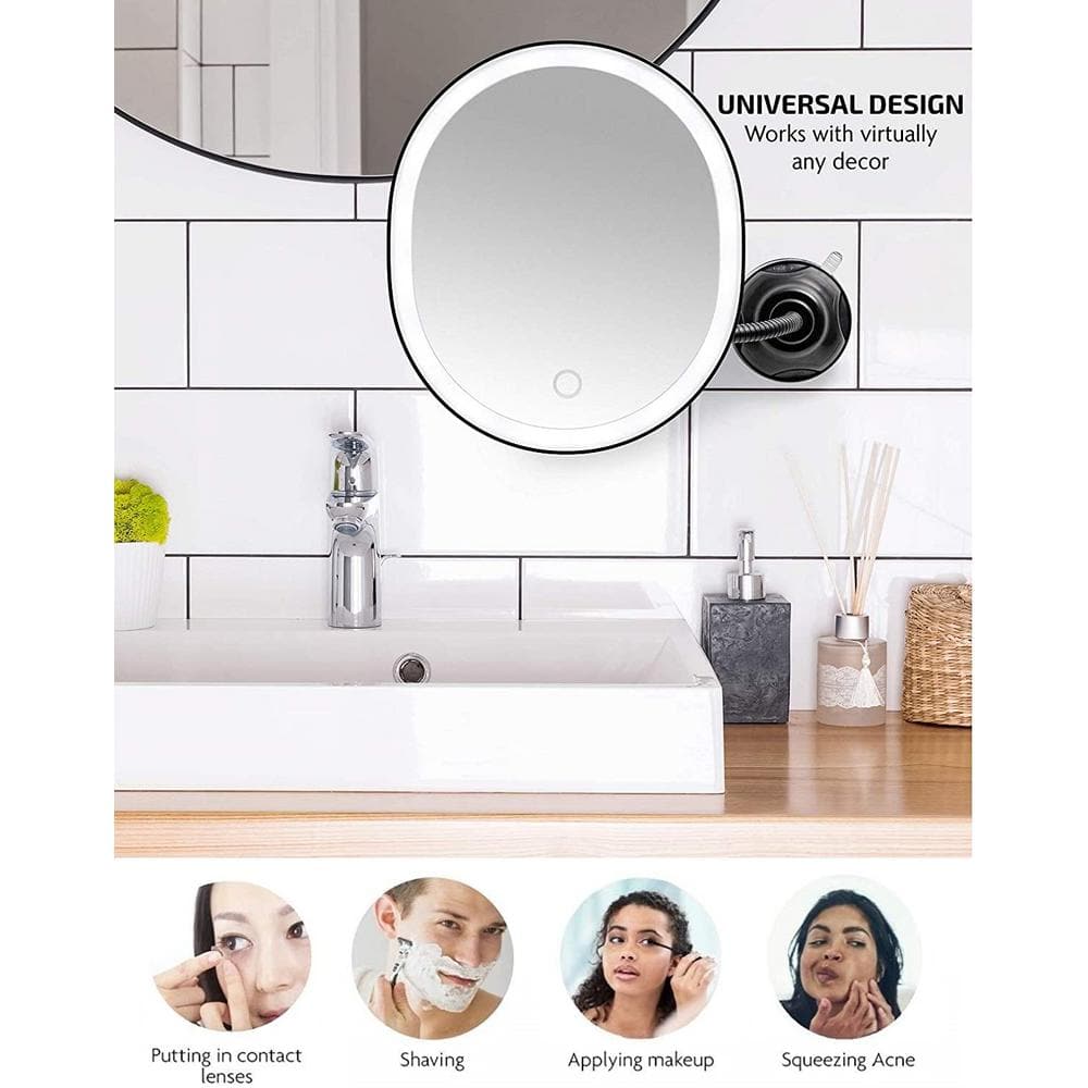 Antique Black Oval LED Wall Mounted Magnifying Mirror