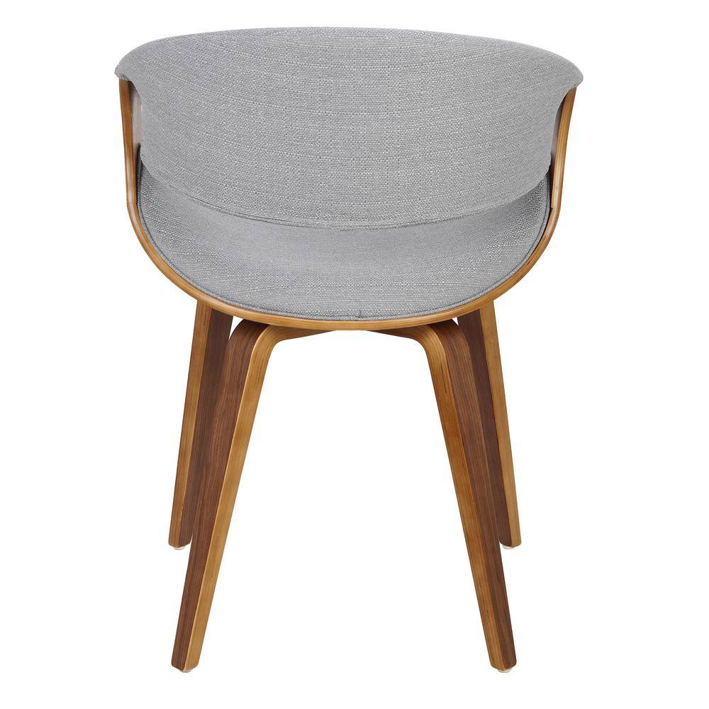 Curvo 22'' Walnut and Grey Contemporary Upholstered Side Chair